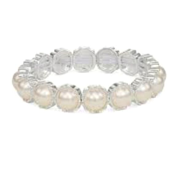 you're invited Jewelry - You're Invited Silver Tone Simulated Pearl Dome Stretch Bracelet